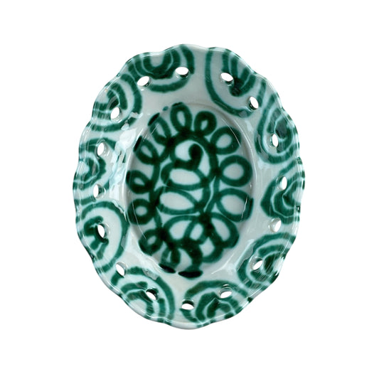 Gmundner Keramik Brot Schüssel Grüngeflammt 22cm-Gmundner Keramik-olesstore-vintage-secondhand-shop-austria-österreich