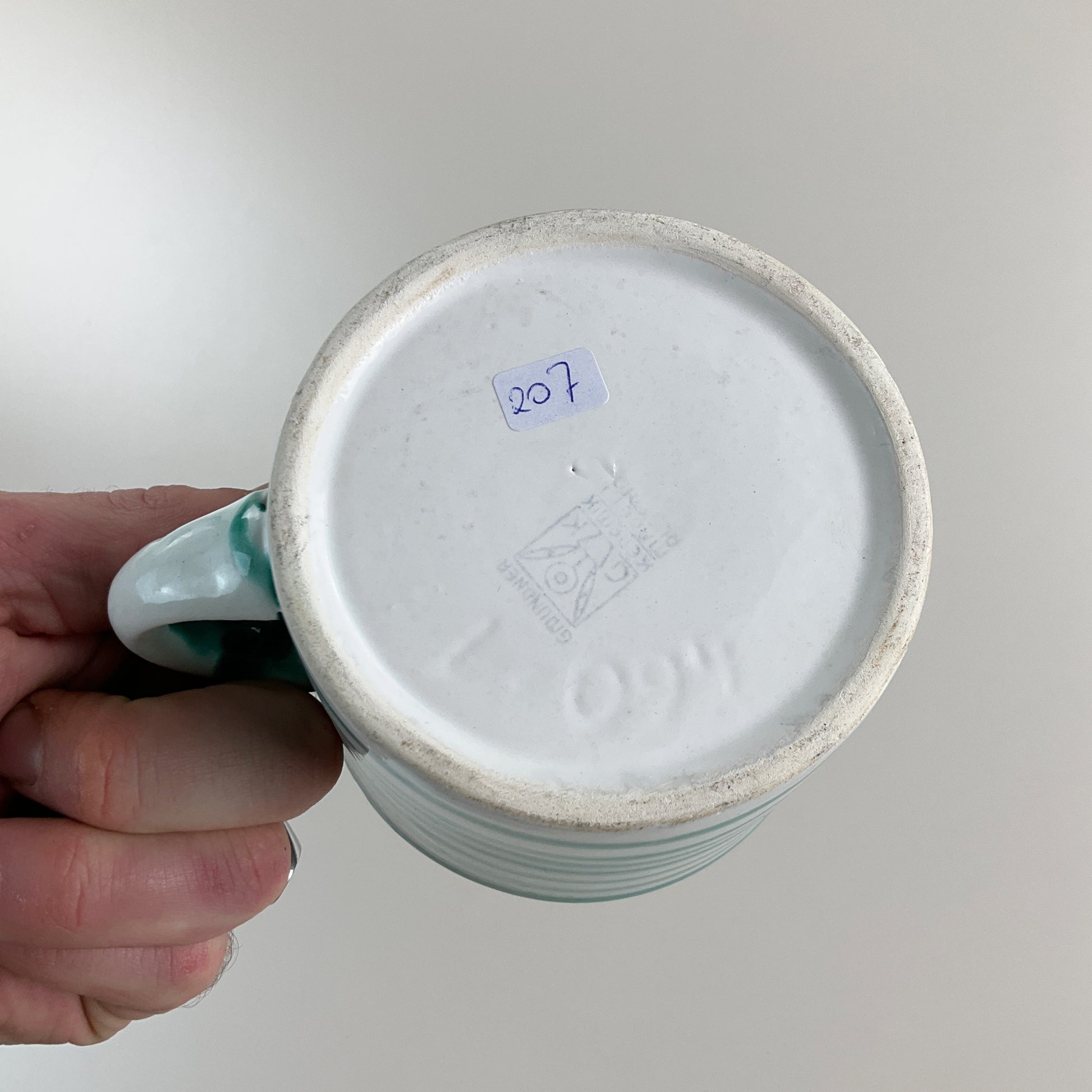 Gmundner Keramik Vintage Tasse Heferl Grüngeflammt Ø10,5cm-Gmundner Keramik-olesstore-vintage-secondhand-shop-austria-österreich