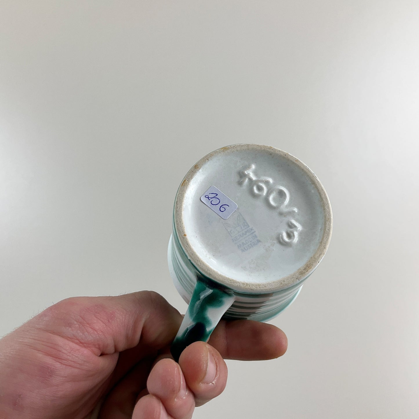 Gmundner Keramik Vintage Tasse Heferl Grüngeflammt Ø8cm-Gmundner Keramik-olesstore-vintage-secondhand-shop-austria-österreich