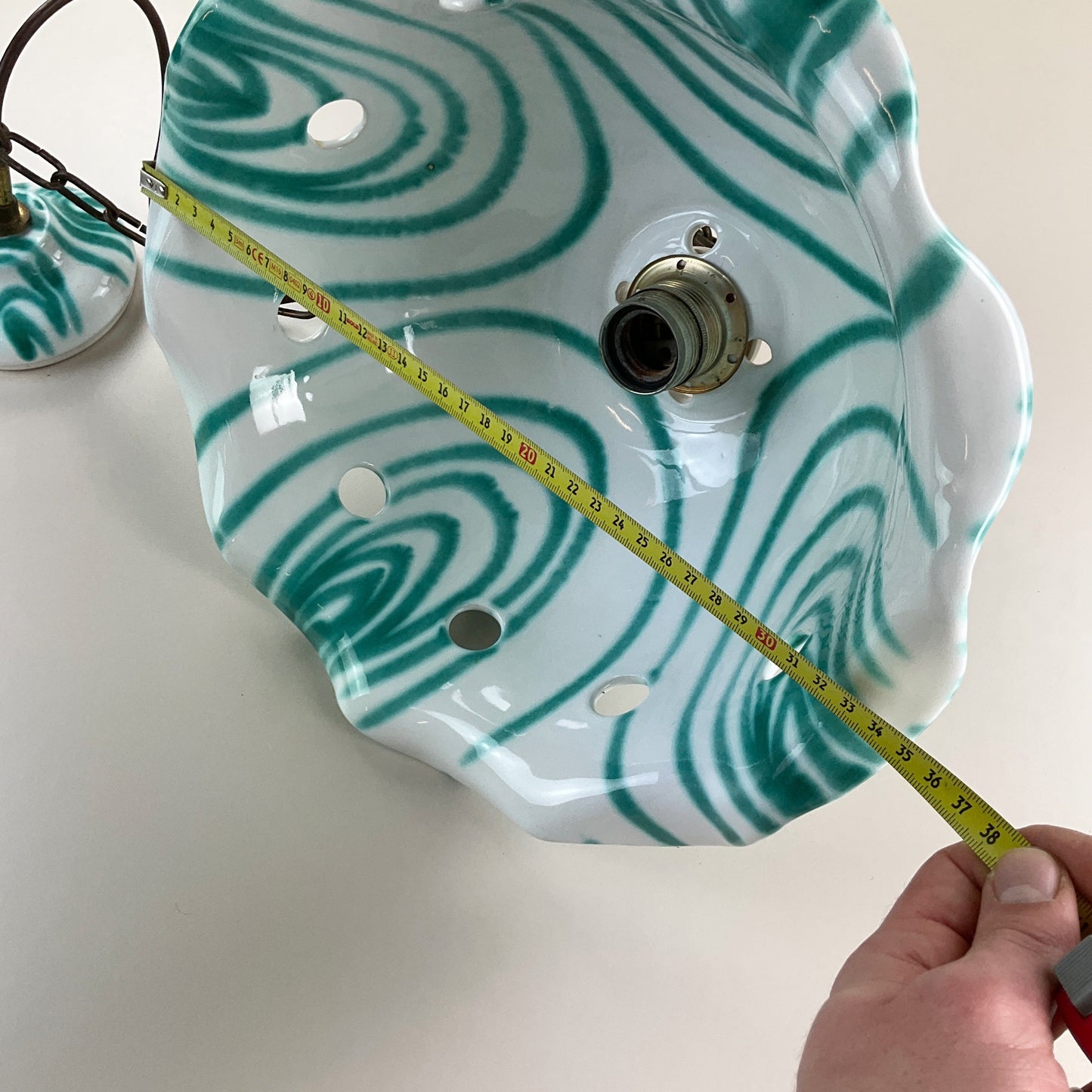 Gmundner Keramik Hänge-, Decken-, Lampe Grüngeflammt-Gmundner Keramik-olesstore-vintage-secondhand-shop-austria-österreich
