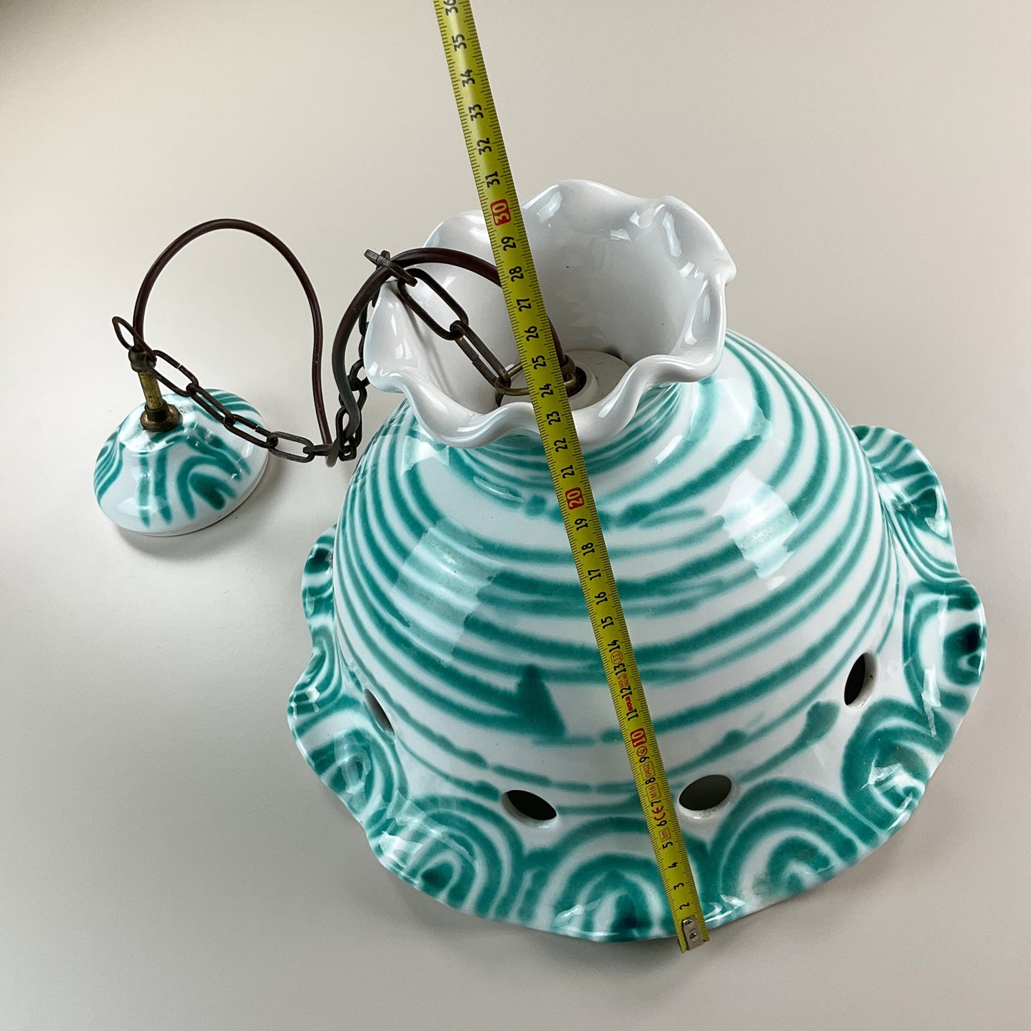 Gmundner Keramik Hänge-, Decken-, Lampe Grüngeflammt-Gmundner Keramik-olesstore-vintage-secondhand-shop-austria-österreich