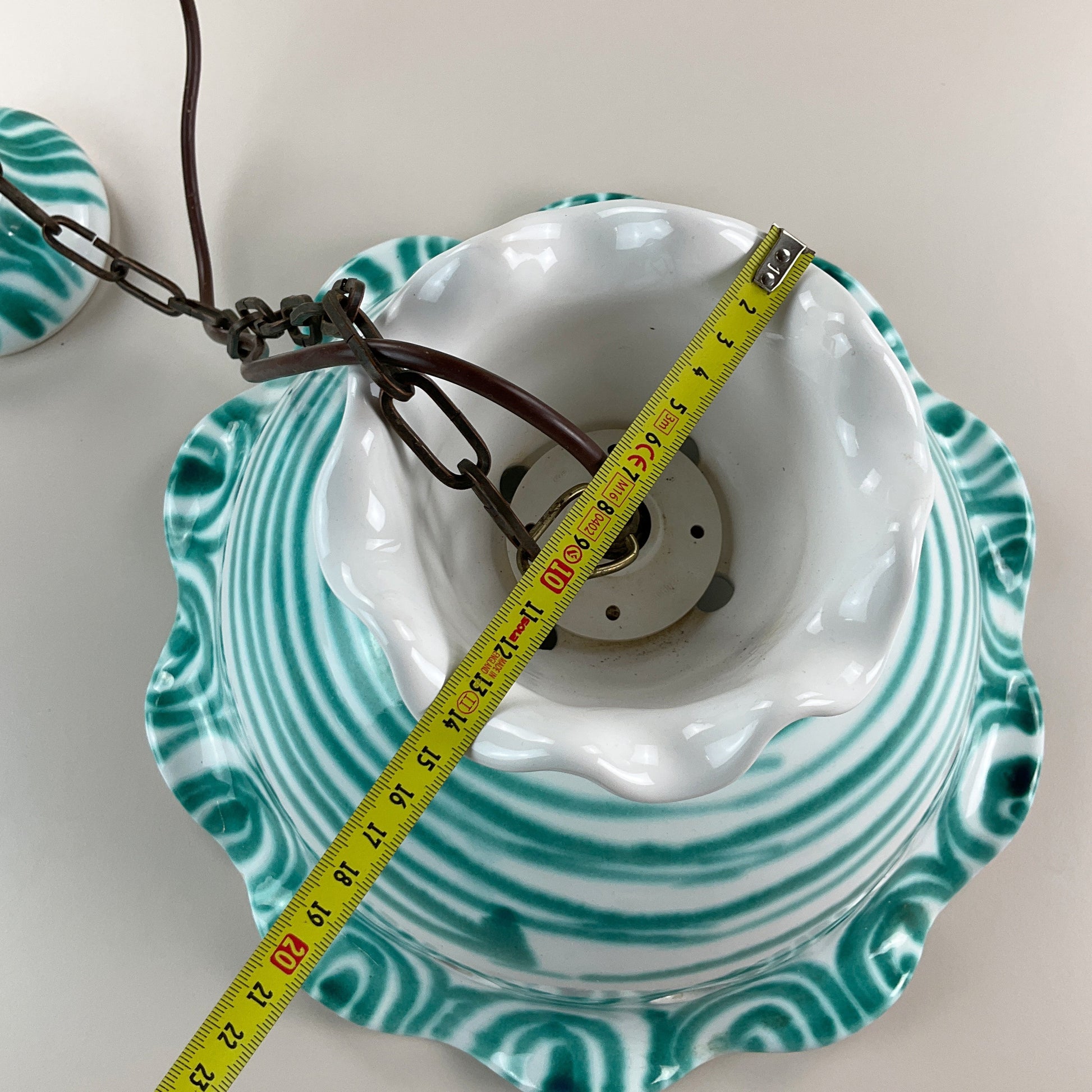 Gmundner Keramik Hänge-, Decken-, Lampe Grüngeflammt-Gmundner Keramik-olesstore-vintage-secondhand-shop-austria-österreich