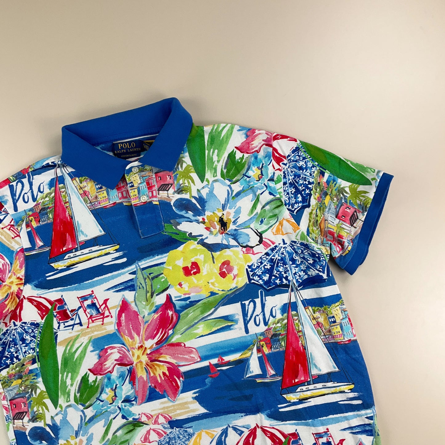 Ralph Lauren Riveria Tropical Floral Polo Shirt - XL-RALPH LAUREN-olesstore-vintage-secondhand-shop-austria-österreich