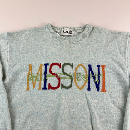 Missoni Sport 90s Spellout Woll- Sweatshirt - Medium-MISSONI-olesstore-vintage-secondhand-shop-austria-österreich
