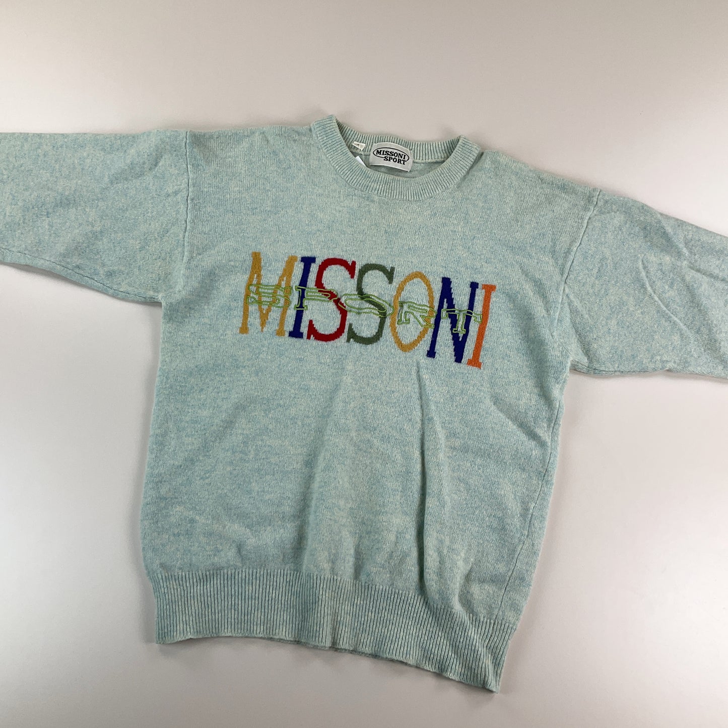 Missoni Sport 90s Spellout Woll- Sweatshirt - Medium-MISSONI-olesstore-vintage-secondhand-shop-austria-österreich
