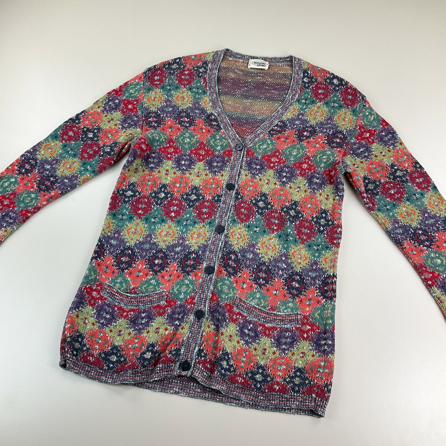 Missoni 90s langer Cardigan - XL-MISSONI-olesstore-vintage-secondhand-shop-austria-österreich