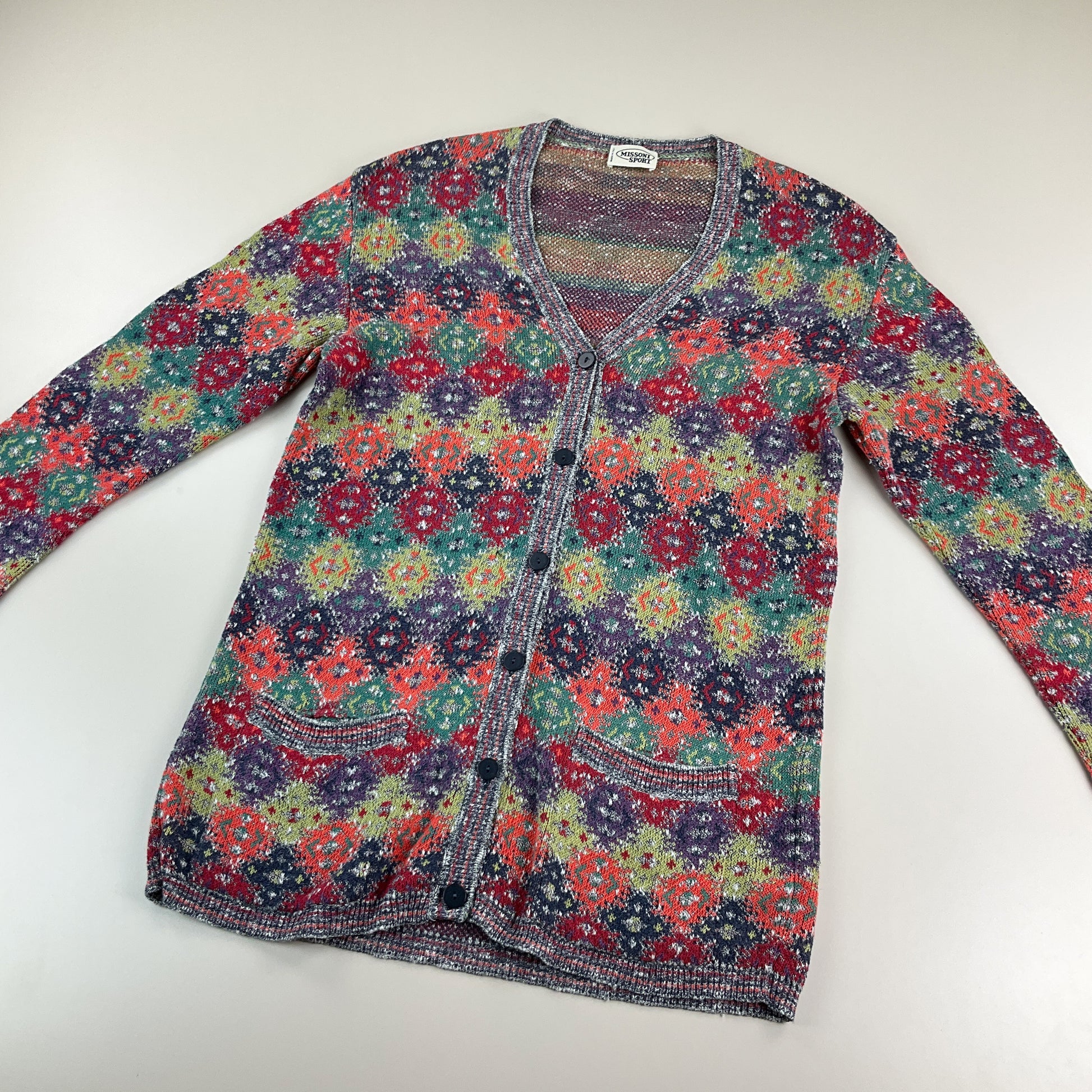 Missoni 90s langer Cardigan - XL-MISSONI-olesstore-vintage-secondhand-shop-austria-österreich