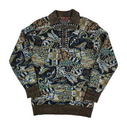 Black Missoni Sport 90s Button Sweatshirt - 4/Medium-MISSONI-olesstore-vintage-secondhand-shop-austria-österreich