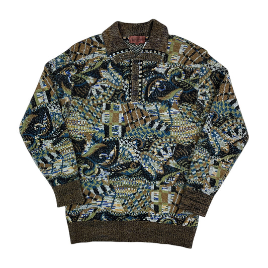 Black Missoni Sport 90s Button Sweatshirt - 4/Medium-MISSONI-olesstore-vintage-secondhand-shop-austria-österreich