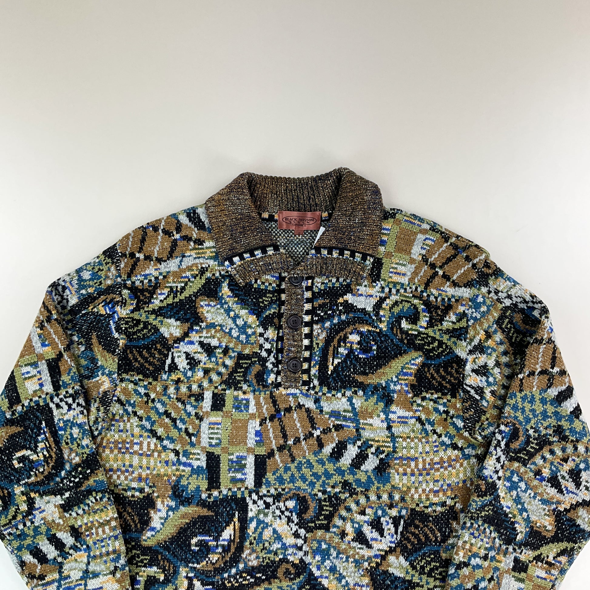Black Missoni Sport 90s Button Sweatshirt - 4/Medium-MISSONI-olesstore-vintage-secondhand-shop-austria-österreich