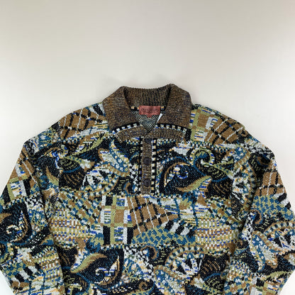 Black Missoni Sport 90s Button Sweatshirt - 4/Medium-MISSONI-olesstore-vintage-secondhand-shop-austria-österreich