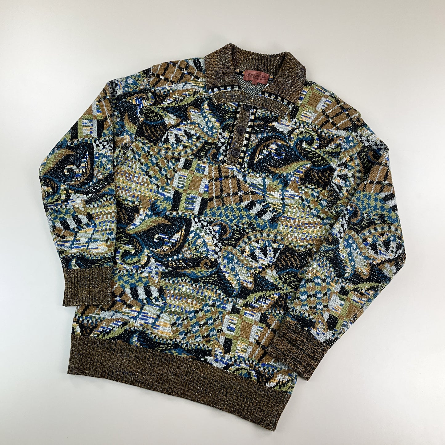 Black Missoni Sport 90s Button Sweatshirt - 4/Medium-MISSONI-olesstore-vintage-secondhand-shop-austria-österreich