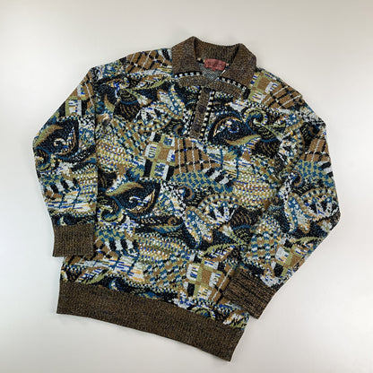 Black Missoni Sport 90s Button Sweatshirt - 4/Medium-MISSONI-olesstore-vintage-secondhand-shop-austria-österreich