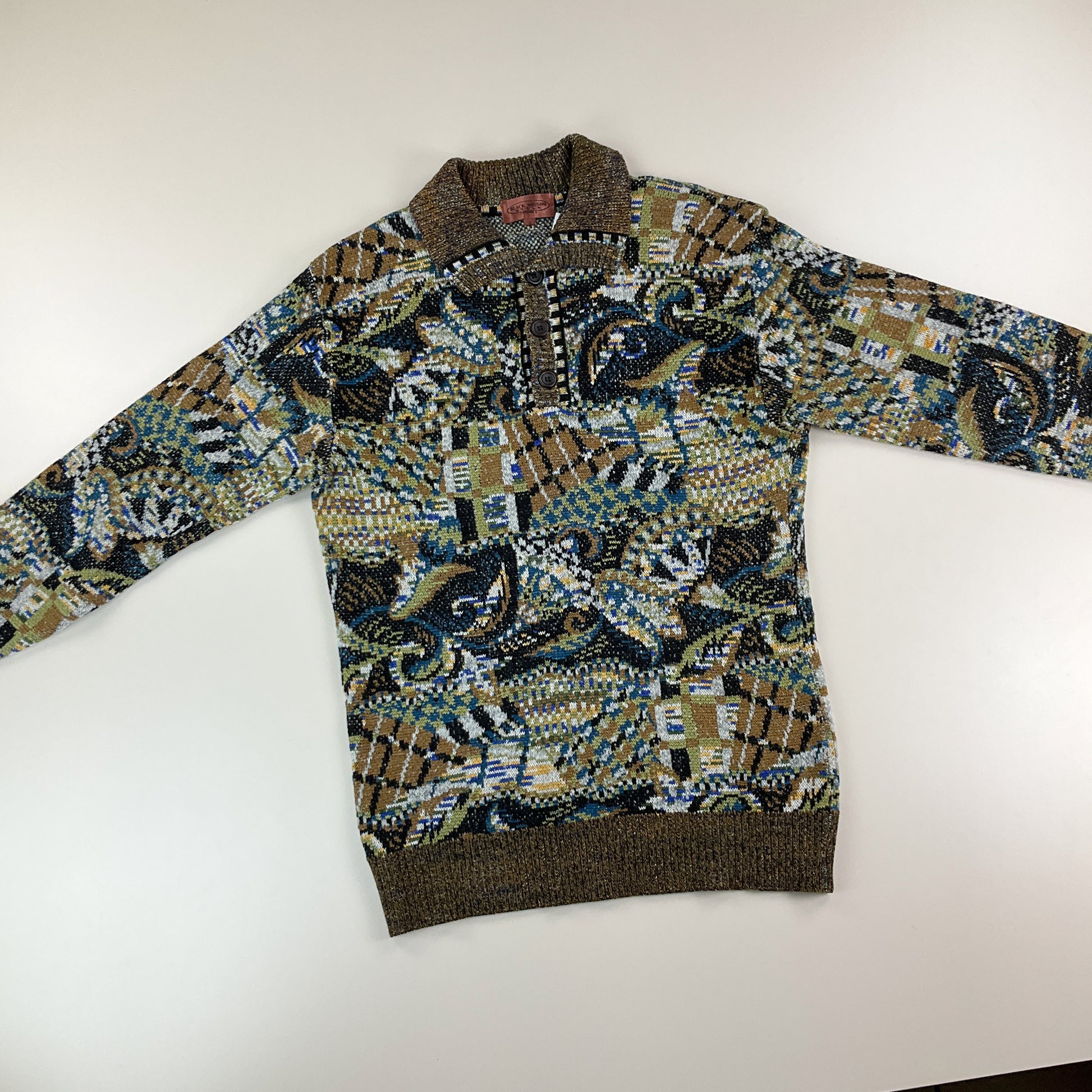 Black Missoni Sport 90s Button Sweatshirt - 4/Medium-MISSONI-olesstore-vintage-secondhand-shop-austria-österreich