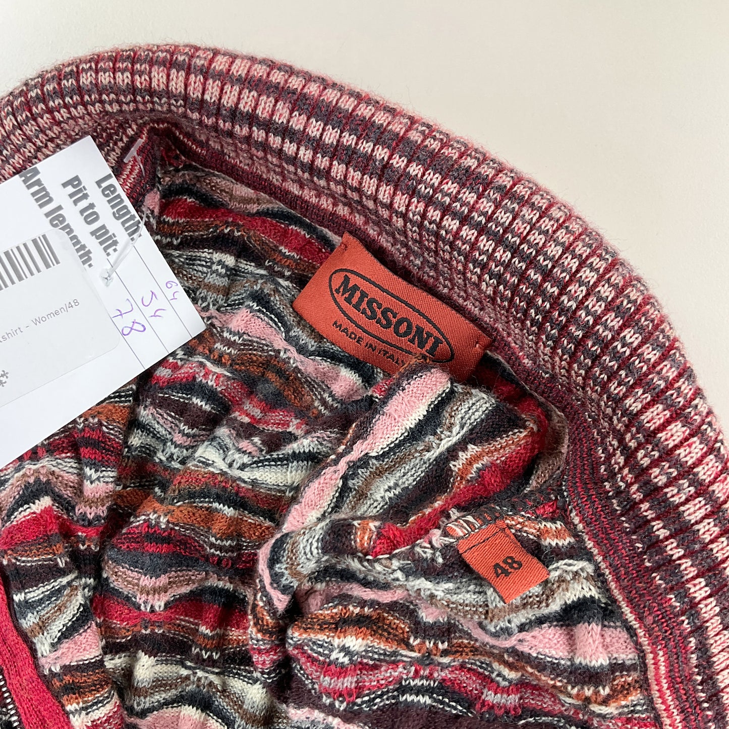 Missoni 90s 1/4 Zip Sweatshirt - Damen/48-MISSONI-olesstore-vintage-secondhand-shop-austria-österreich