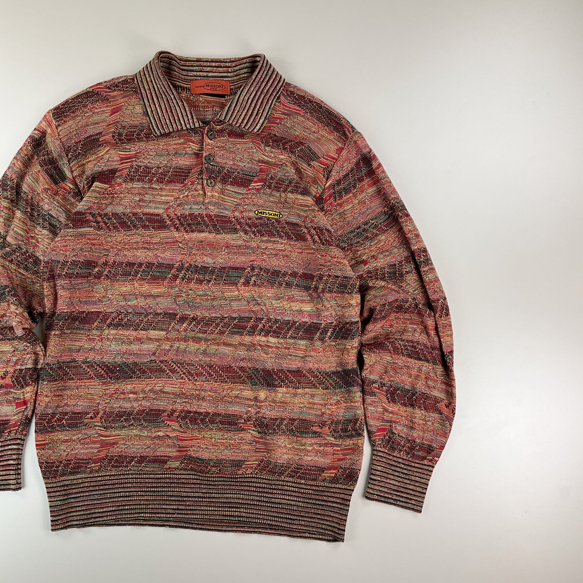 Missoni Colossal 90s Polo Button Up Sweatshirt - Large-MISSONI-olesstore-vintage-secondhand-shop-austria-österreich