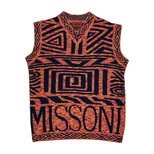 Missoni Sport 90s Weste Rot - Large-MISSONI-olesstore-vintage-secondhand-shop-austria-österreich