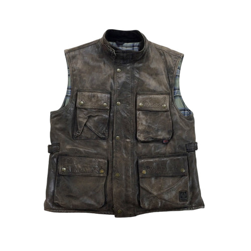 Belstaff 90s Leather Vest - XL-BELSTAFF-olesstore-vintage-secondhand-shop-austria-österreich