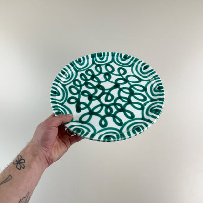 Gmundner Keramik Pizza Teller Grüngeflammt Ø30,5cm-Gmundner Keramik-olesstore-vintage-secondhand-shop-austria-österreich