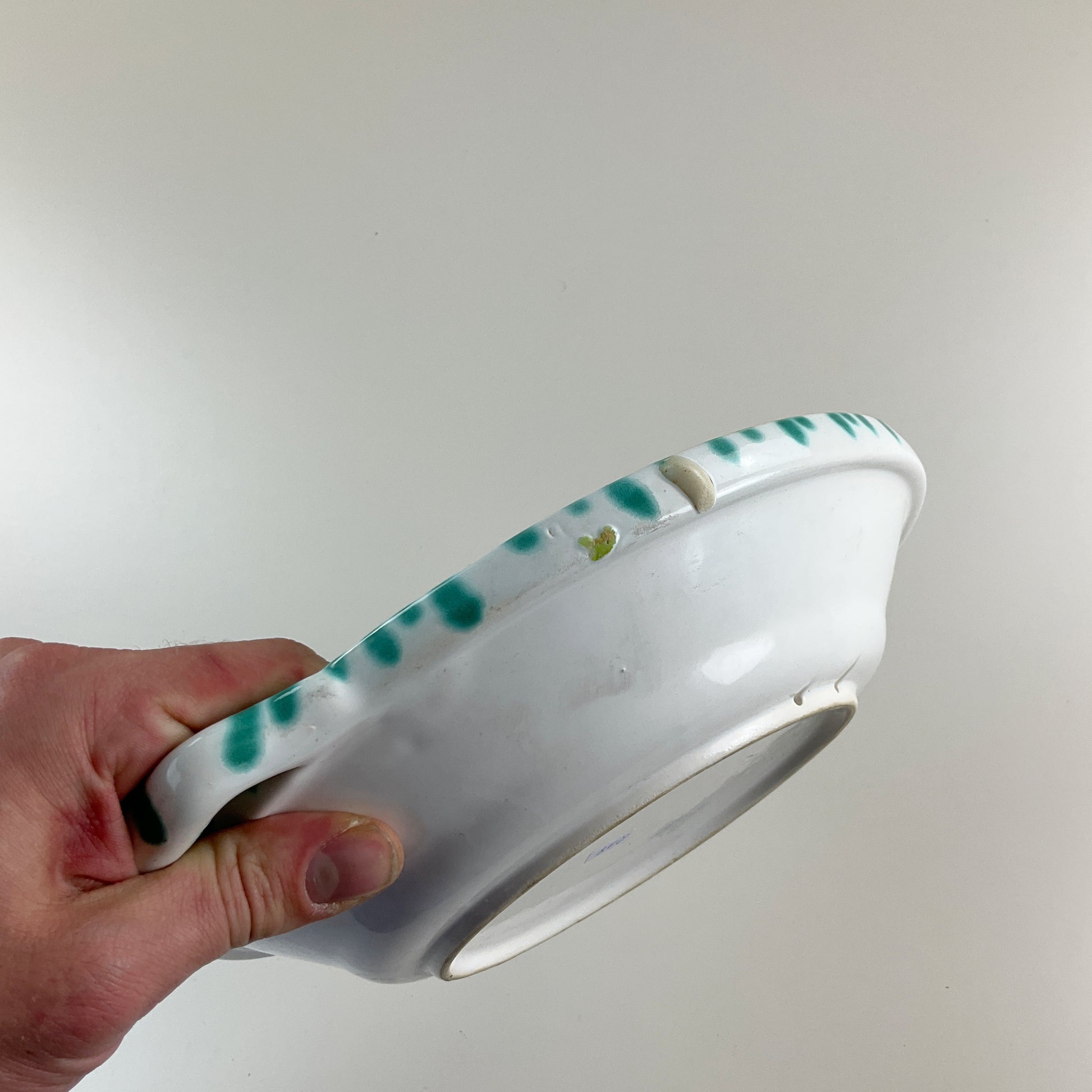 Gmundner Keramik Schüssel mit Griffen Grüngeflammt Ø24cm-Gmundner Keramik-olesstore-vintage-secondhand-shop-austria-österreich