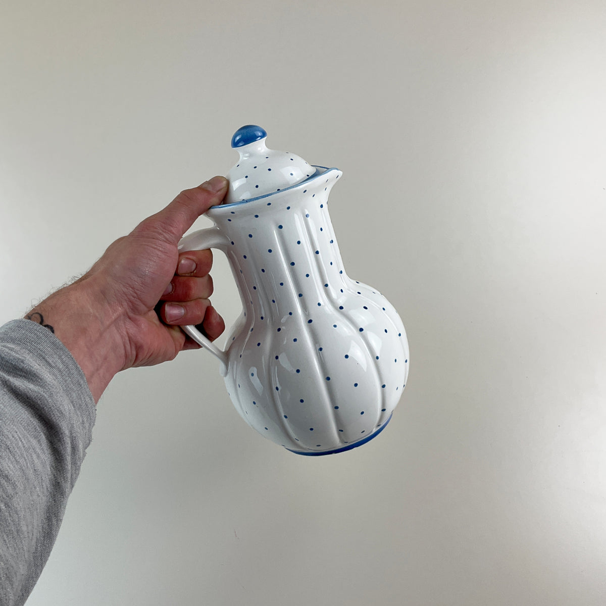 Gmundner Keramik Barock Krug Kanne Tupferl Blau 22cm-Gmundner Keramik-olesstore-vintage-secondhand-shop-austria-österreich