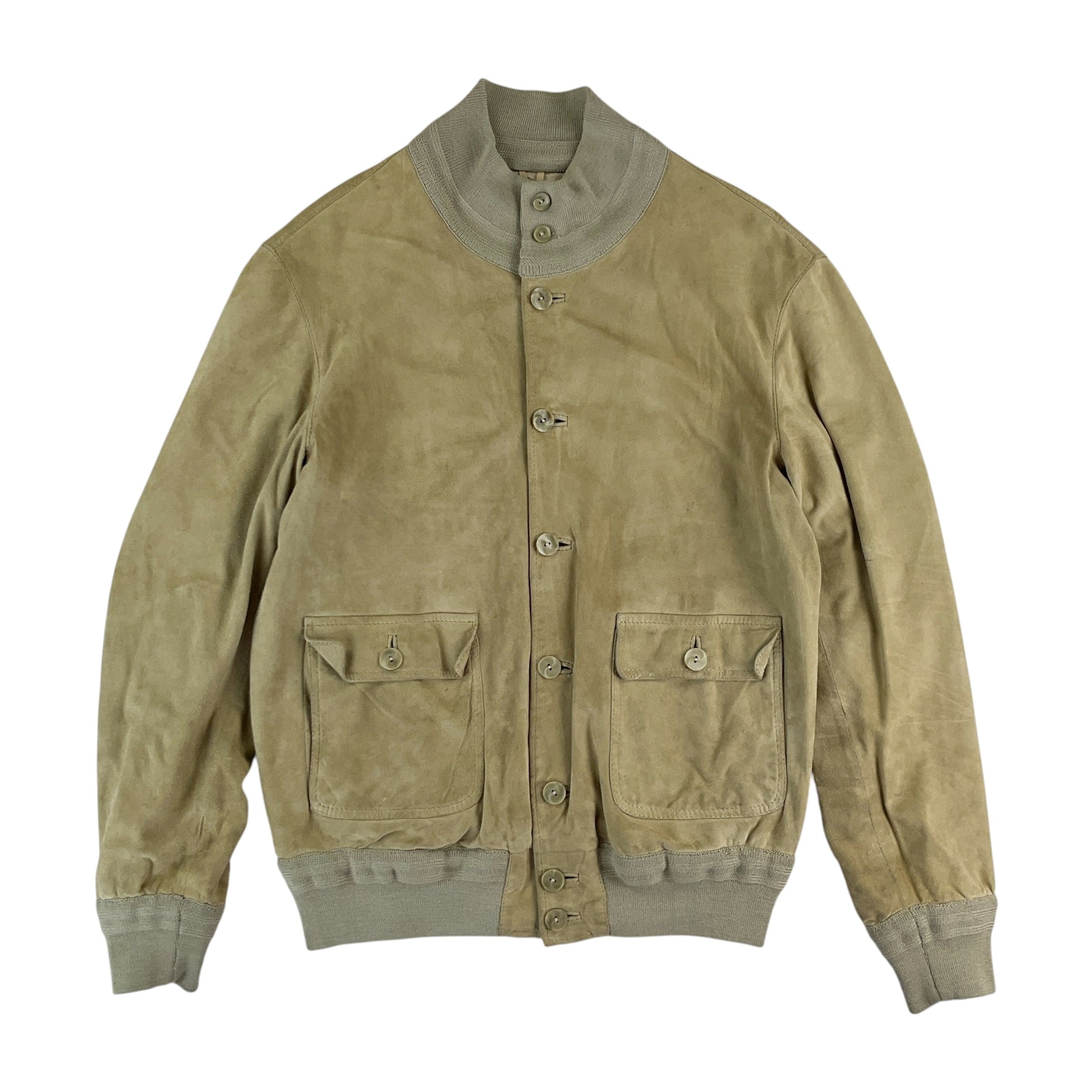 Vintage Rauleder Jacke Beige - Large Vorderansicht
