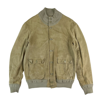 Vintage Rauleder Jacke Beige - Large Vorderansicht