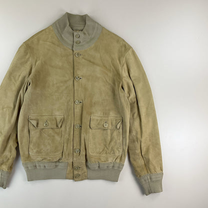 Vintage Rauleder Jacke Beige - Large Vorderansicht 2