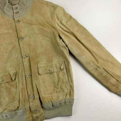 Vintage Rauleder Jacke Beige - Large Ärmel Detail