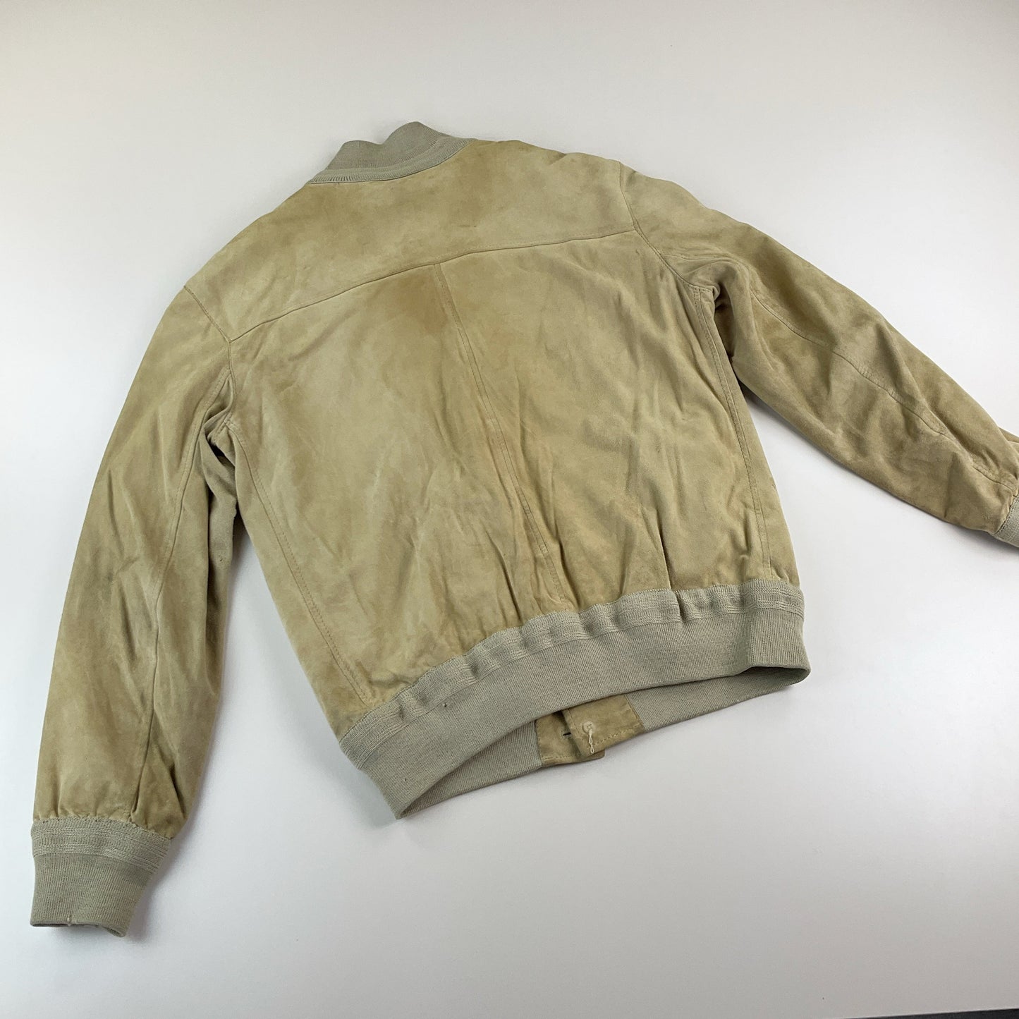 Vintage Rauleder Jacke Beige - Large Rückansicht 2