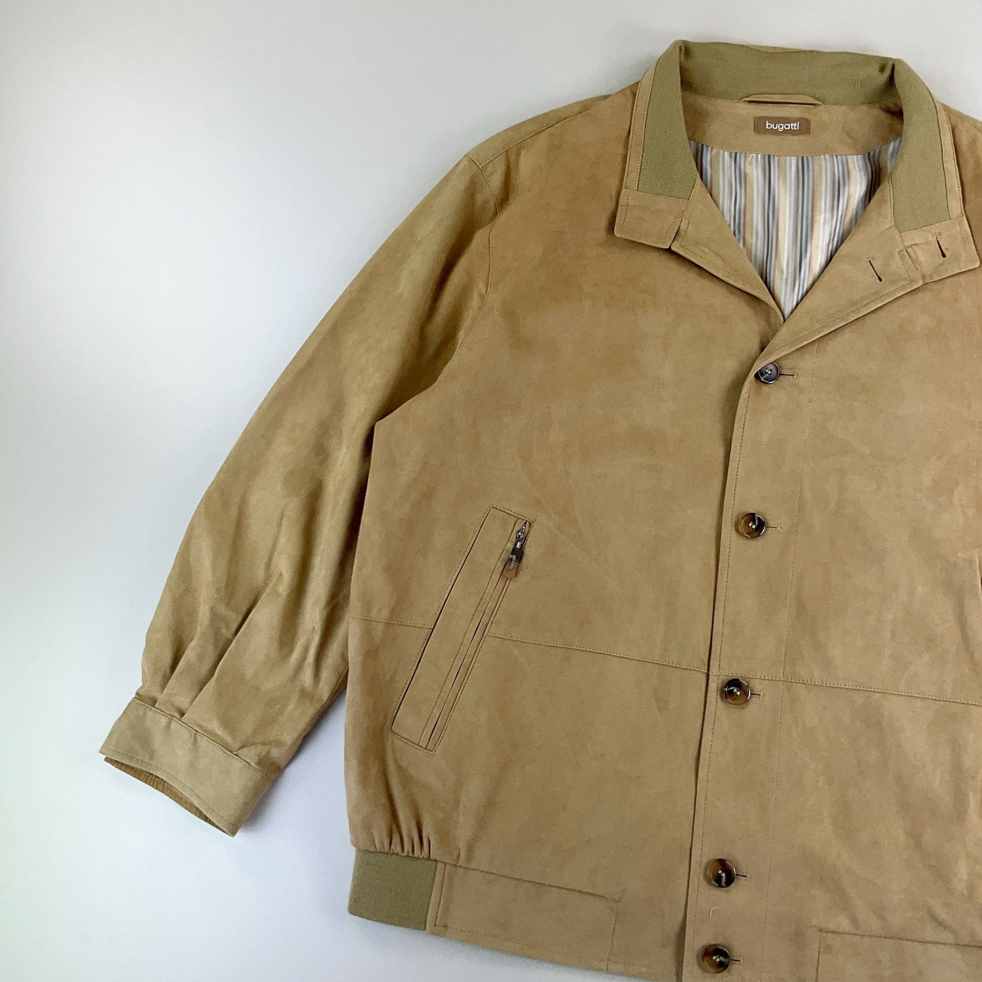 Bugatti Rauleder Jacke Beige - Herren/XL Vorderansicht offen