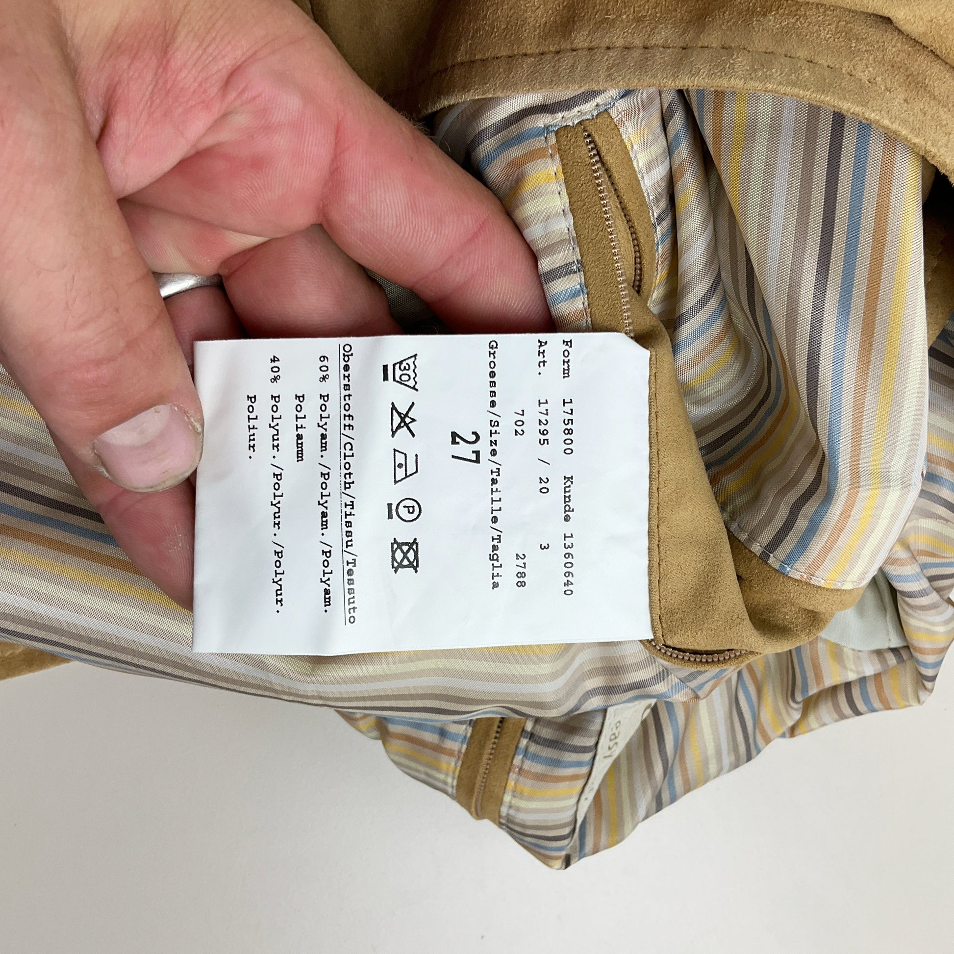 Bugatti Rauleder Jacke Beige - Herren/XL Pflegeetikett