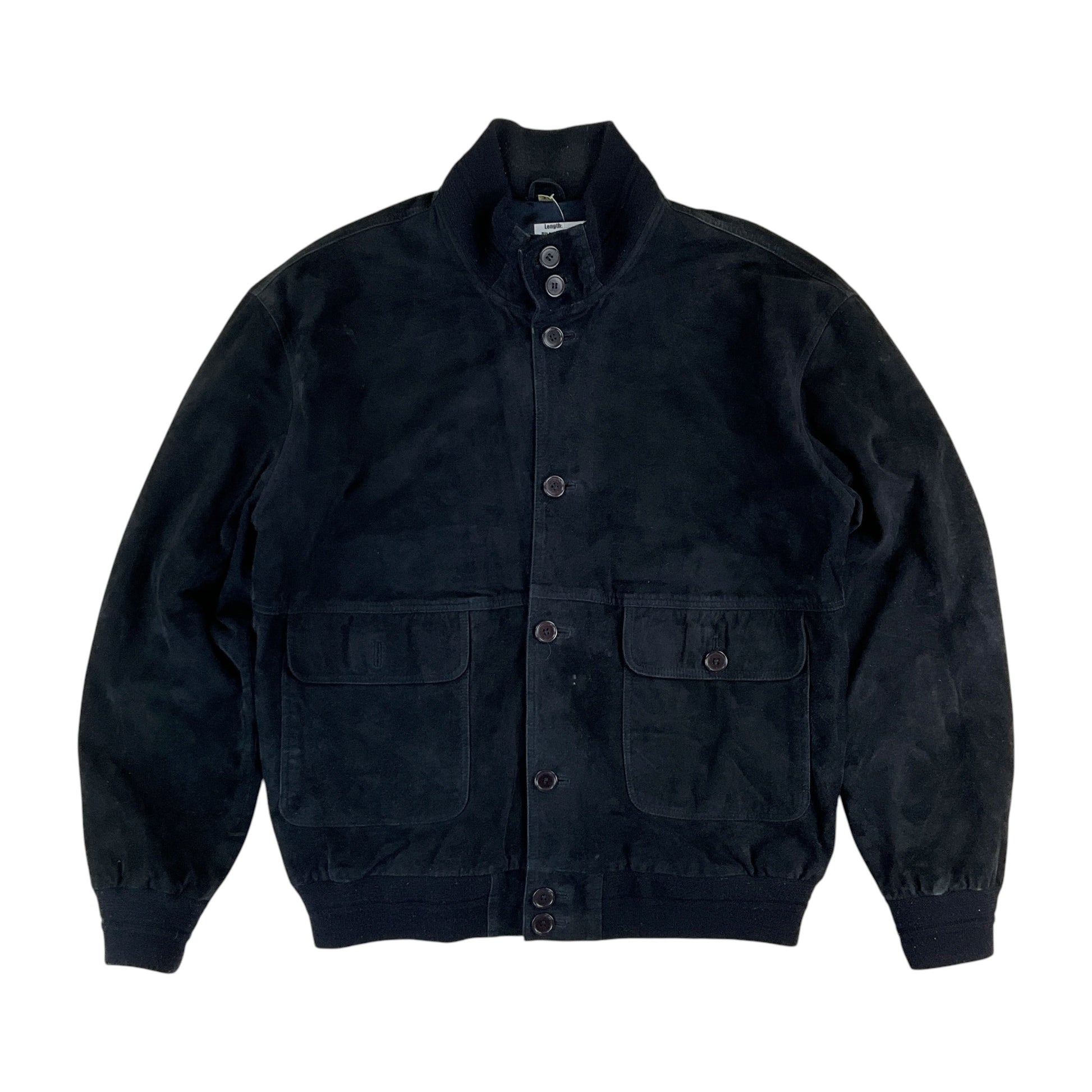 Vintage Rauleder Jacke Schwarz - Large Vorderansicht