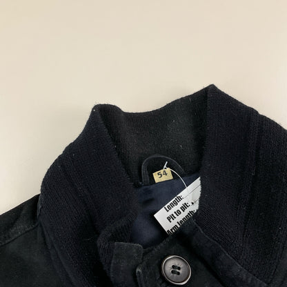 Vintage Rauleder Jacke Schwarz - Large Kragen Detail