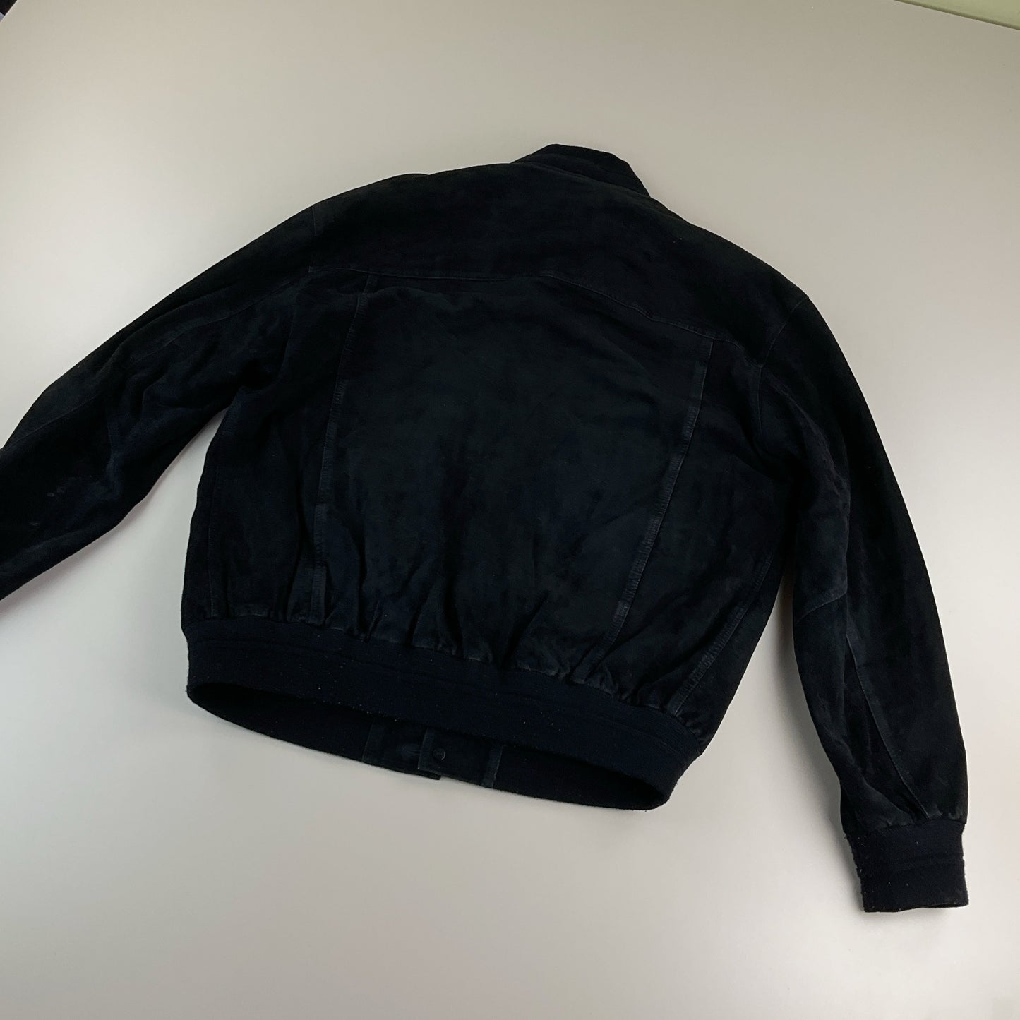 Vintage Rauleder Jacke Schwarz - Large Ärmel Detail