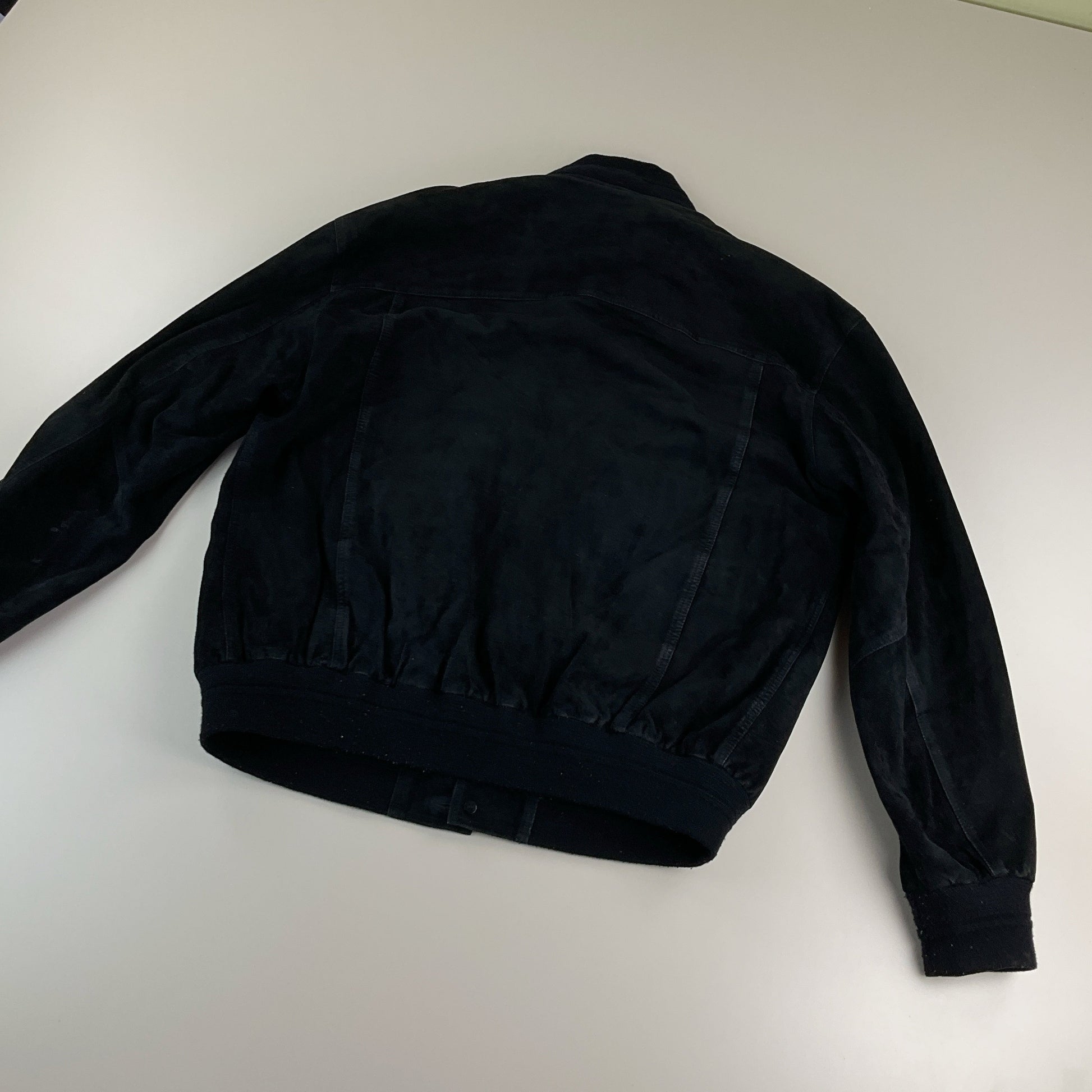 Vintage Rauleder Jacke Schwarz - Large Ärmel Detail