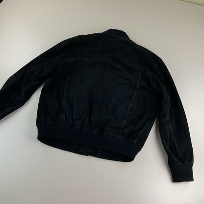 Vintage Rauleder Jacke Schwarz - Large Ärmel Detail