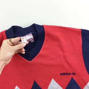 Adidas 70s Checked Sweatshirt - Medium-Adidas-olesstore-vintage-secondhand-shop-austria-österreich