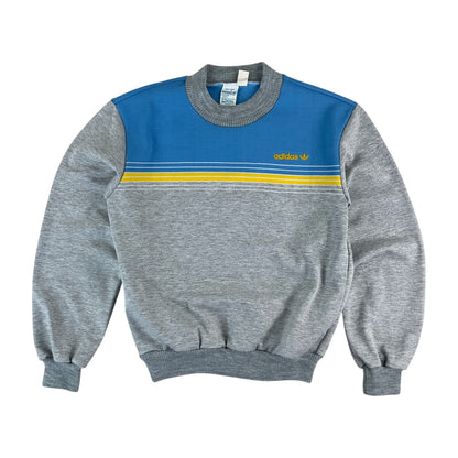 Adidas 70s Vintage Sweatshirt Grau-Hellblau-Gelb - Damen/S Vorderansicht