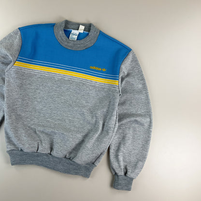 Adidas 70s Vintage Sweatshirt Grau-Hellblau-Gelb - Damen/S Rückansicht
