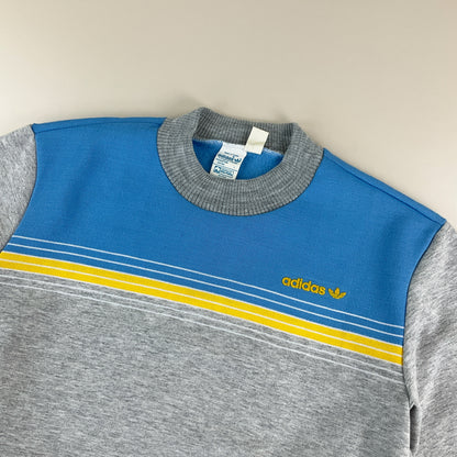Adidas 70s Vintage Sweatshirt Grau-Hellblau-Gelb - Damen/S Detailansicht 2