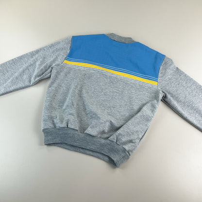 Adidas 70s Vintage Sweatshirt Grau-Hellblau-Gelb - Damen/S Markenlabel