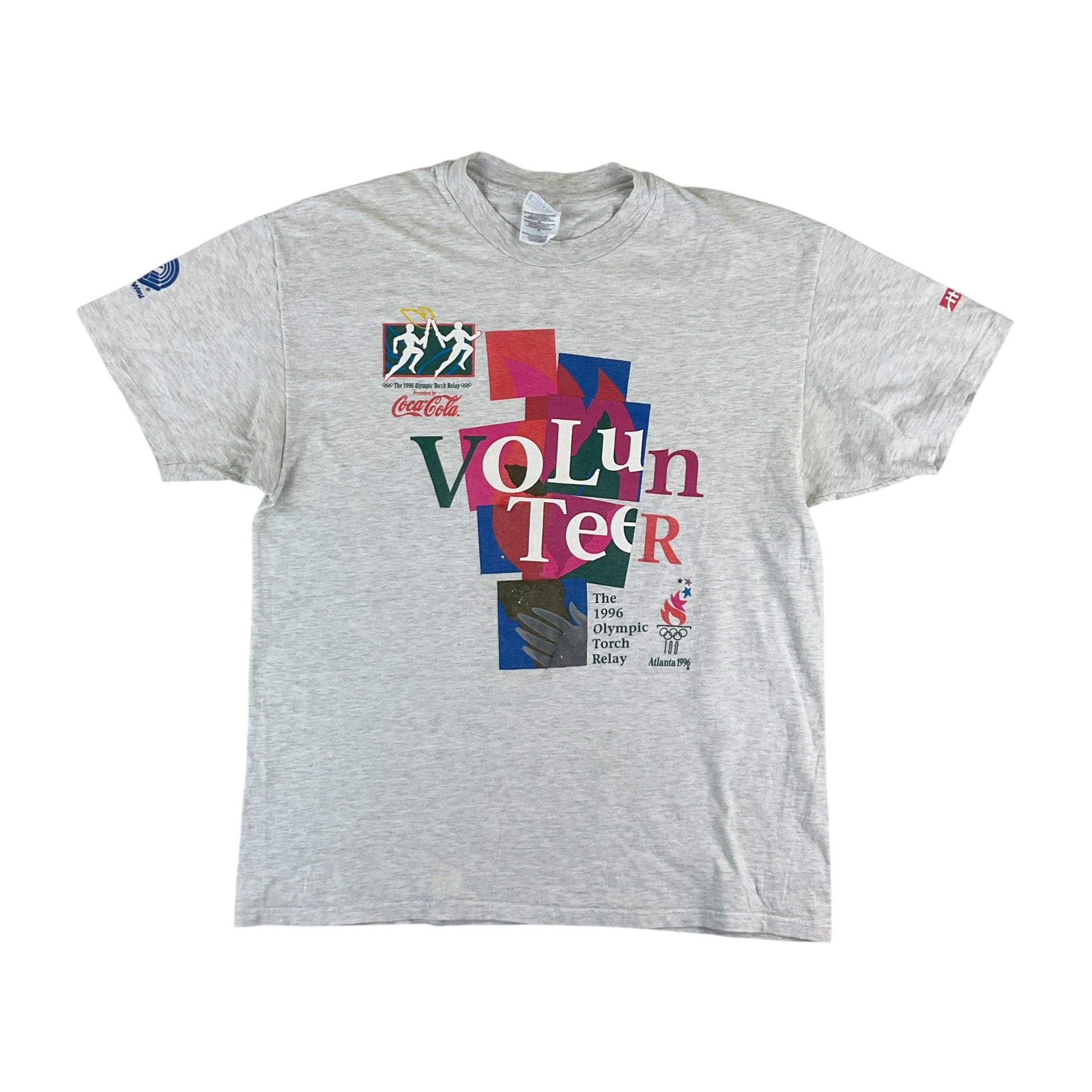 Hanes 90s Vintage Atlanta 1996 Olympics Volunteers T-Shirt Grau - Herren/XL Vorderansicht