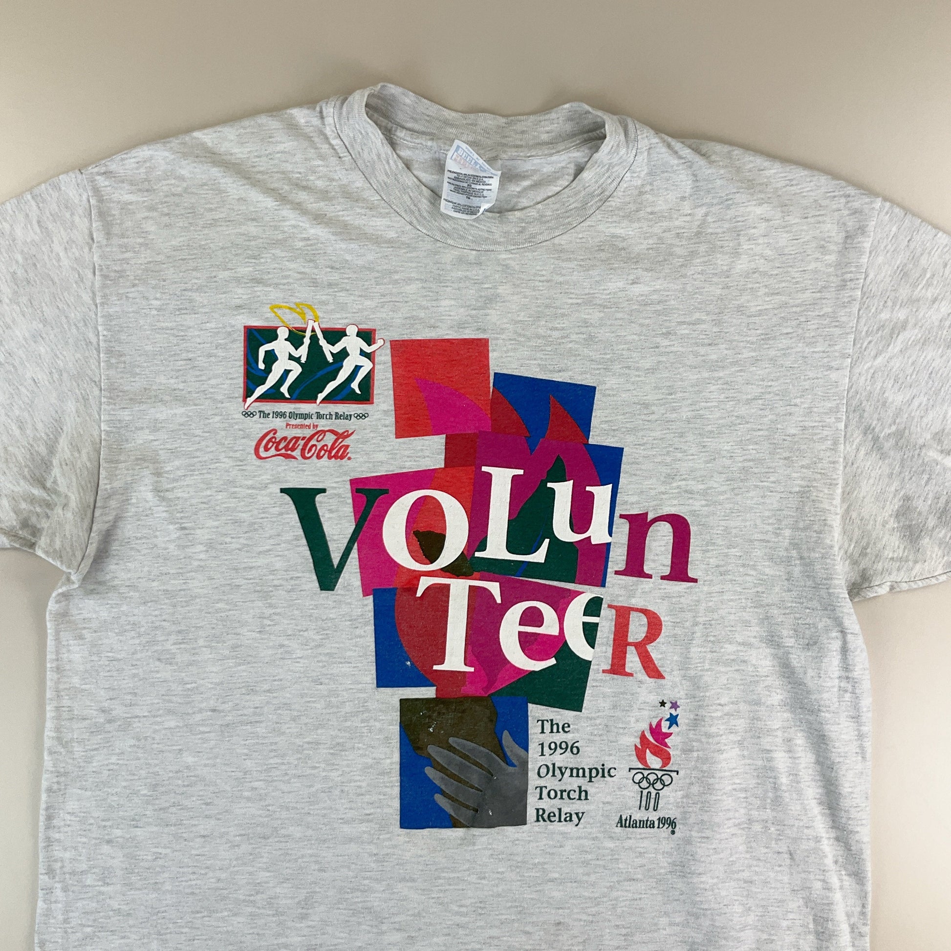 Hanes 90s Vintage Atlanta 1996 Olympics Volunteers T-Shirt Grau - Herren/XL Rückansicht