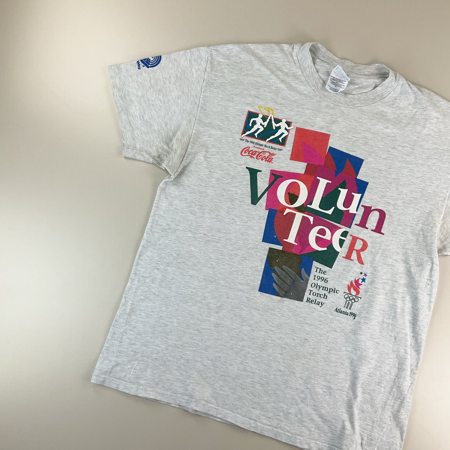 Hanes 90s Vintage Atlanta 1996 Olympics Volunteers T-Shirt Grau - Herren/XL Detailansicht 1
