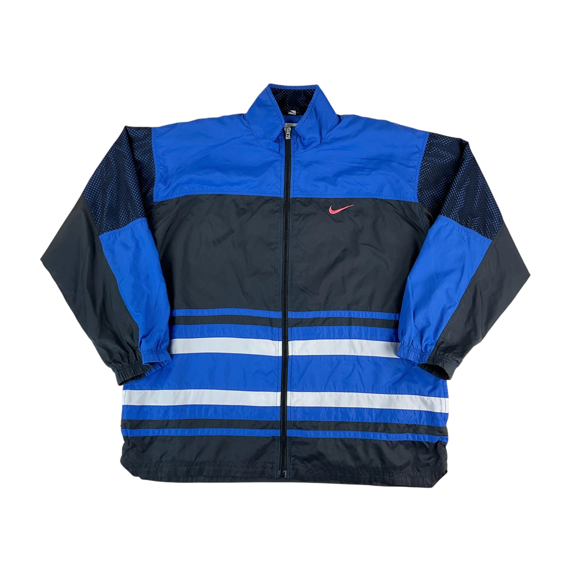 Nike 90s Leichtjacke Schwarz-Blau-Grau - Herren/XXL Vorderansicht