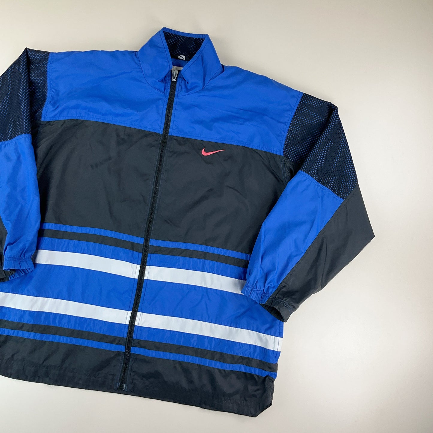 Nike 90s Leichtjacke Schwarz-Blau-Grau - Herren/XXL Rückansicht