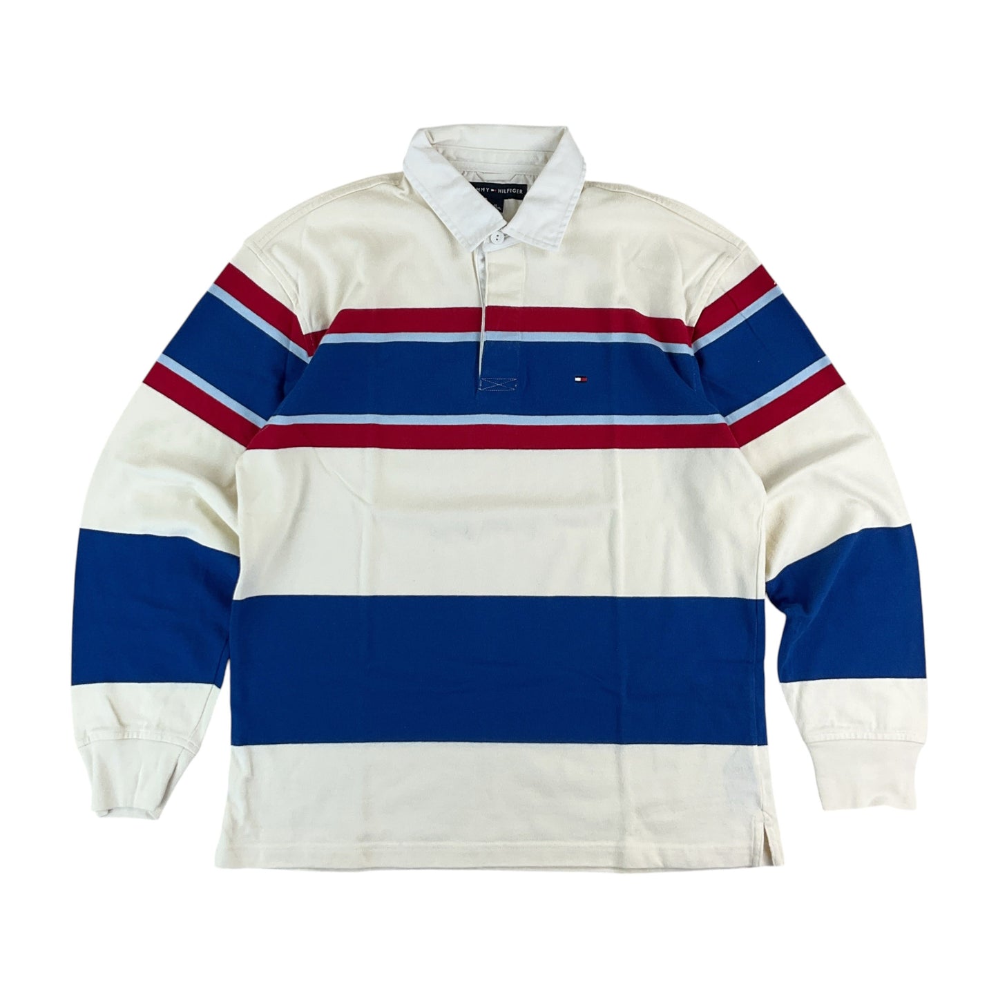 Tommy Hilfiger Rugby Longsleeve Polo Beige-Blau - Herren/M Vorderansicht