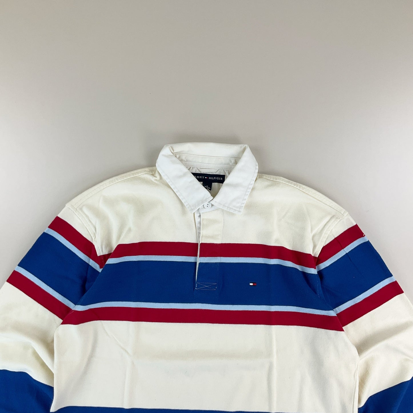 Tommy Hilfiger Rugby Longsleeve Polo Beige-Blau - Herren/M Rückansicht