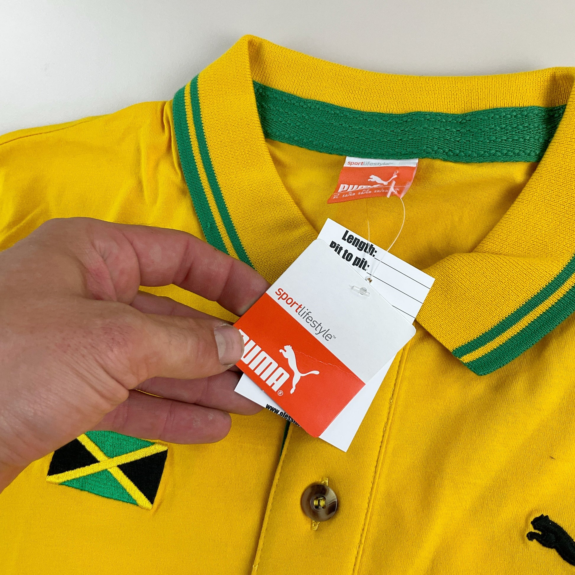 Puma Jamaica Polo Shirt Grün-Gelb - Herren/XL Detailansicht 2